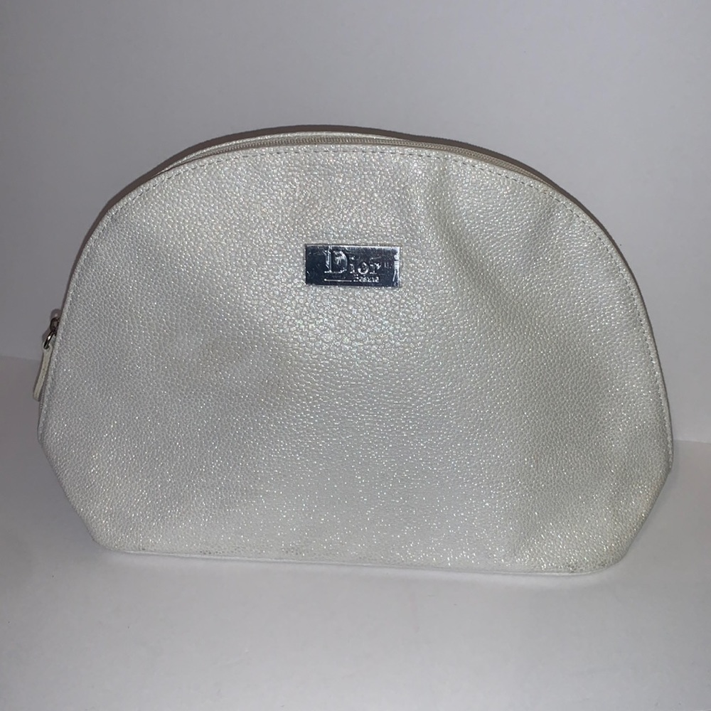 Dior Silver & White Makeup Bag Cosmetic Bag
